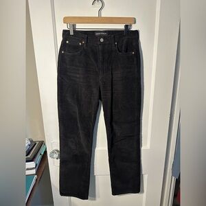 Aritzia Denim Forum Arlo Hi-Rise Straight black corduroy cropped pants